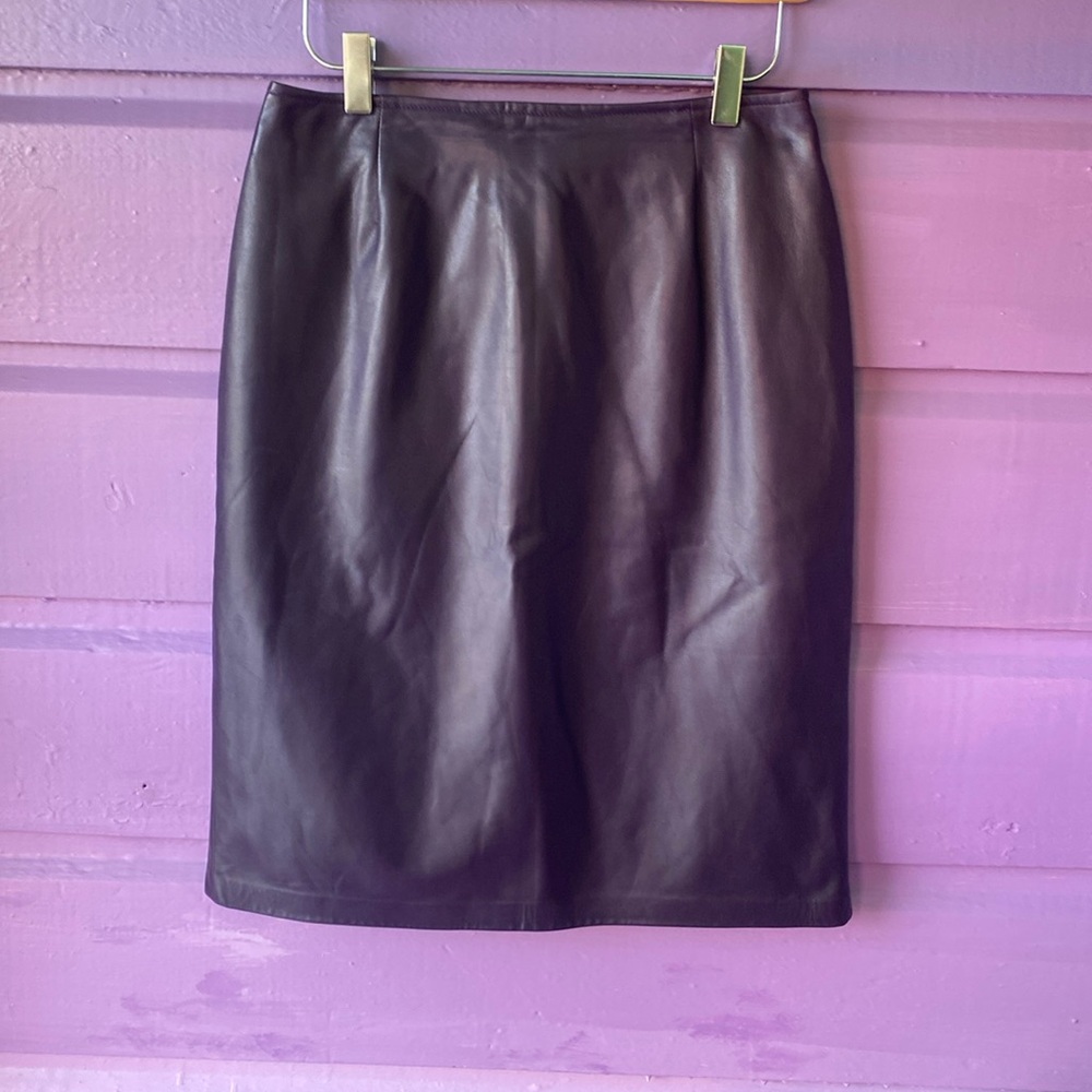 Danier Purple Real Leather Pencil Skirt Size 6